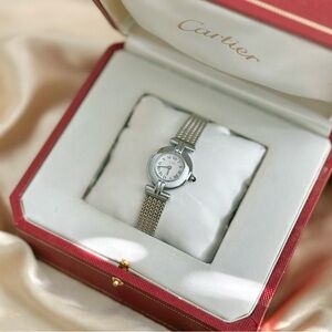 AUTHENTIC VINTAGE CARTIER SILVER WATCH - WITH BOX